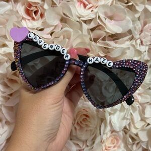 Lavender Haze Women's Rhinestone Cat Eye Sunglasses - HANDMADE